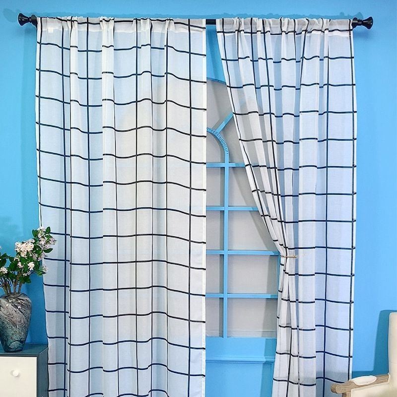 Gittermuster Voile Vorhang Maßgeschneiderte Vorhang Gardinen Für Wohnzimmer Schlafzimmer