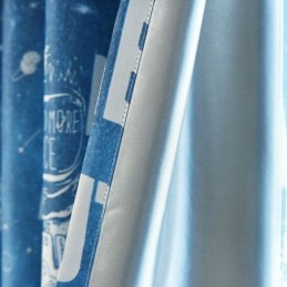 Verdunkelungsvorhang Mit Cartoon-Blau-Weltraum-Muster, Bedruckt, Maßgefertigt, Für Jungen Und Kinder, Schlafzimmer