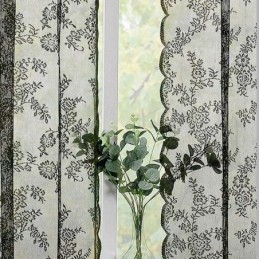 Florale Schwarze Transparente Spitzenvorhänge Für Das Wohnzimmer