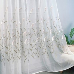 Moderne Bestickte Tüllvorhänge Reed Sheer Voile Wohnzimmer Schlafzimmer