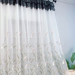 Moderne Bestickte Tüllvorhänge Reed Sheer Voile Wohnzimmer Schlafzimmer