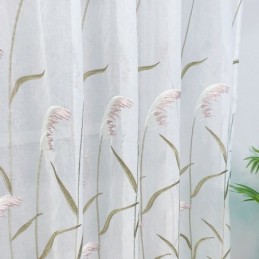 Moderne Bestickte Tüllvorhänge Reed Sheer Voile Wohnzimmer Schlafzimmer