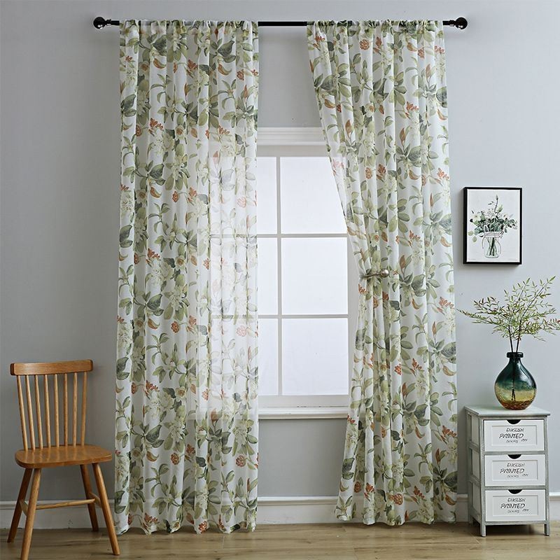 Durchscheinende Tüllvorhänge Bedruckter Voile Sheer Für Wohnzimmer