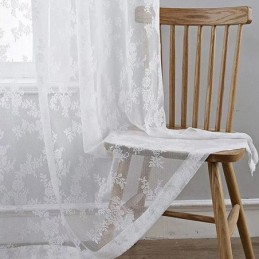 Moderner Tüllvorhang Nach Maß, Floraler Voile-Vorhang, Durchsichtig, Für Wohnzimmer