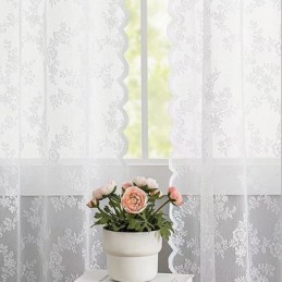 Moderner Tüllvorhang Nach Maß, Floraler Voile-Vorhang, Durchsichtig, Für Wohnzimmer