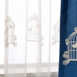 Atmungsaktiver Transparenter Vorhang, Maßanfertigung, Vorhang Mit Vogelkäfig-Stickerei, Wohnzimmer