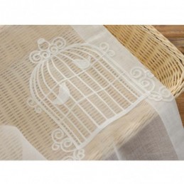 Atmungsaktiver Transparenter Vorhang, Maßanfertigung, Vorhang Mit Vogelkäfig-Stickerei, Wohnzimmer