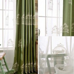 Atmungsaktiver Transparenter Vorhang, Maßanfertigung, Vorhang Mit Vogelkäfig-Stickerei, Wohnzimmer
