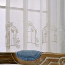 Atmungsaktiver Transparenter Vorhang, Maßanfertigung, Vorhang Mit Vogelkäfig-Stickerei, Wohnzimmer