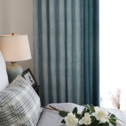 Verdunkelungsvorhang, Maßgefertigt, Vorhang, Europäischer, Schlichter Stil, Weiche Baumwolle, Blau, Jacquard, Dekorativ, Für Schlafzimmer