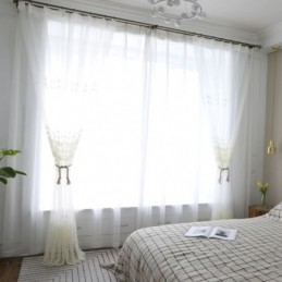 Schlichter Transparenter Vorhang Nach Maß Vorhang Weiß All Match Stickerei Wohnzimmer