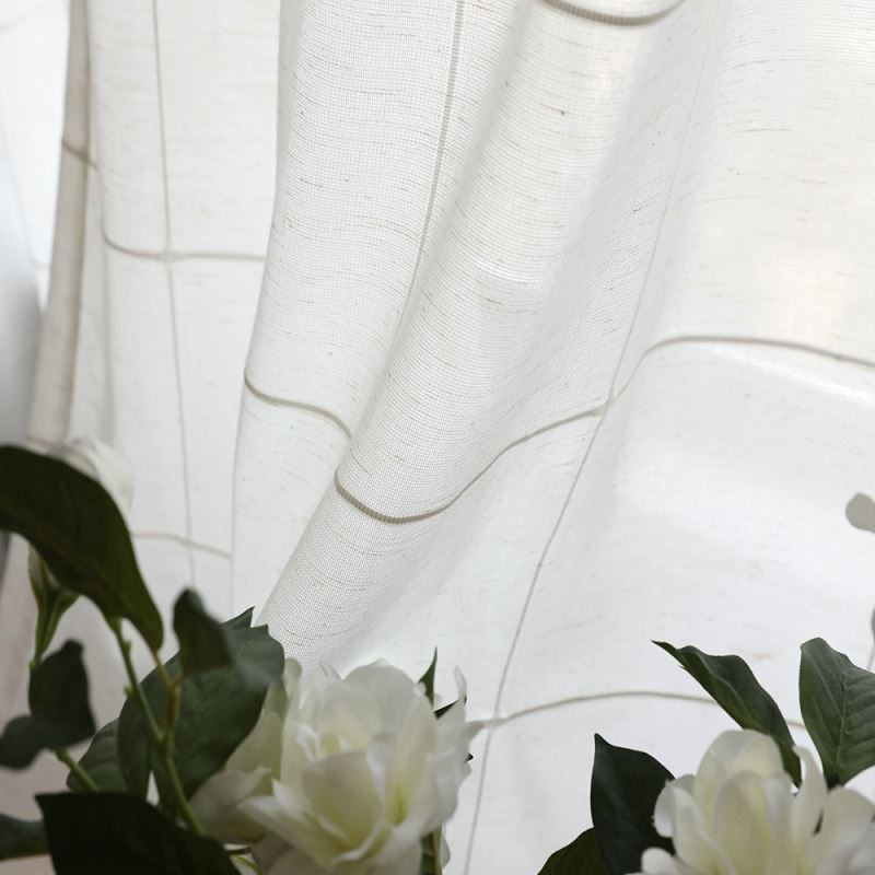 Minimalistischer Transparenter Vorhang Nach Maß, Großer Gitter-Jacquard-Voile-Panel, Wohnzimmer, Eins