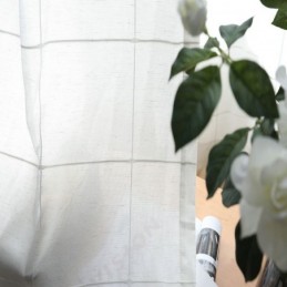 Minimalistischer Transparenter Vorhang Nach Maß, Großer Gitter-Jacquard-Voile-Panel, Wohnzimmer, Eins