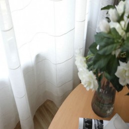 Minimalistischer Transparenter Vorhang Nach Maß, Großer Gitter-Jacquard-Voile-Panel, Wohnzimmer, Eins