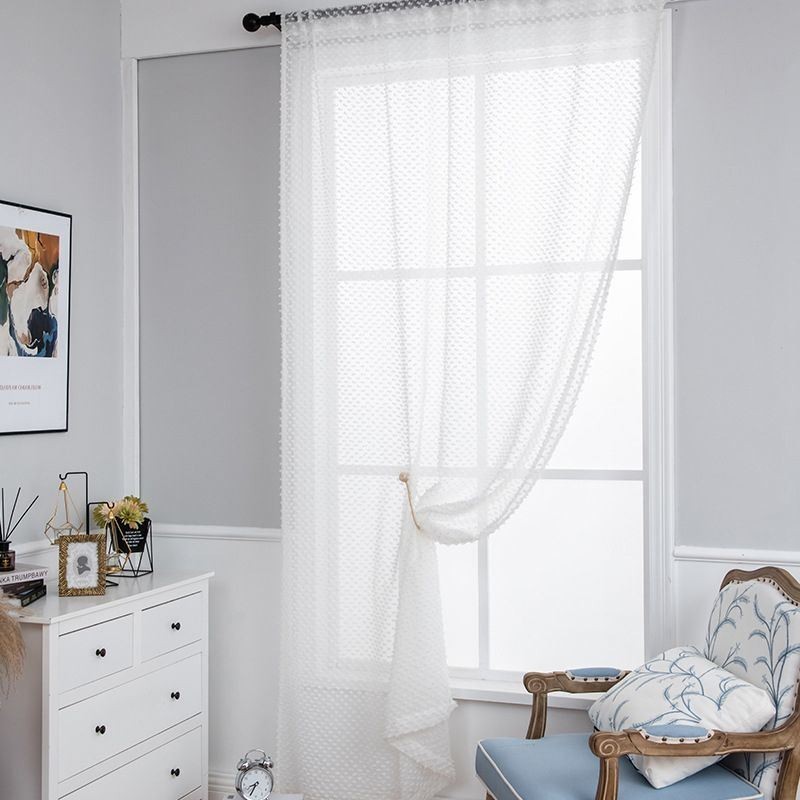 Weißer Transparenter Vorhang Nach Maß, Geprägter Voile-Vorhang Für Wohnzimmer Und Schlafzimmer