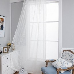Weißer Transparenter Vorhang Nach Maß, Geprägter Voile-Vorhang Für Wohnzimmer Und Schlafzimmer