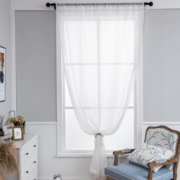 Weißer Transparenter Vorhang Nach Maß, Geprägter Voile-Vorhang Für Wohnzimmer Und Schlafzimmer