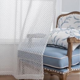Weißer Transparenter Vorhang Nach Maß, Geprägter Voile-Vorhang Für Wohnzimmer Und Schlafzimmer