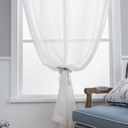 Weißer Transparenter Vorhang Nach Maß, Geprägter Voile-Vorhang Für Wohnzimmer Und Schlafzimmer