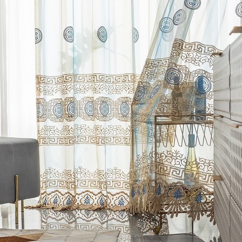 Luxus Bestickter Tüllvorhang Nach Maß Vorhang Voile Sheer Wohnzimmer