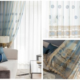 Luxus Bestickter Tüllvorhang Nach Maß Vorhang Voile Sheer Wohnzimmer