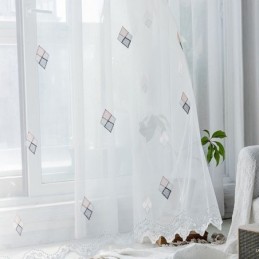 Hochwertiger Stickerei-Vorhang, Maßanfertigung, Vorhang, Heimdekoration, Durchsichtig, Für Wohnzimmer Und Schlafzimmer