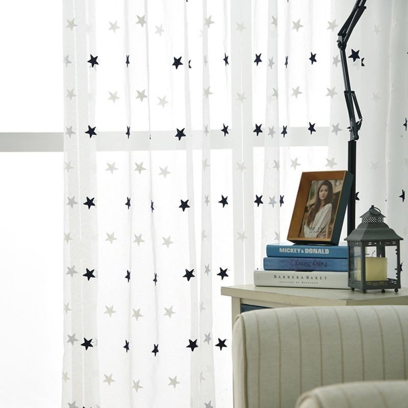 Voile-Vorhang Mit Sternstickerei, Maßgefertigt, Vorhangplatte Für Wohnzimmer, Schlafzimmer, Glastür, Fenster