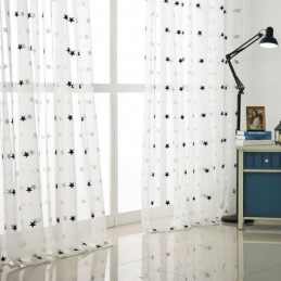 Voile-Vorhang Mit Sternstickerei, Maßgefertigt, Vorhangplatte Für Wohnzimmer, Schlafzimmer, Glastür, Fenster