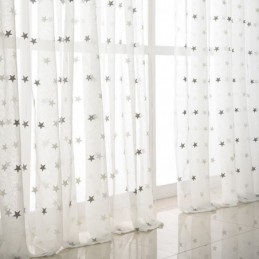 Voile-Vorhang Mit Sternstickerei, Maßgefertigt, Vorhangplatte Für Wohnzimmer, Schlafzimmer, Glastür, Fenster