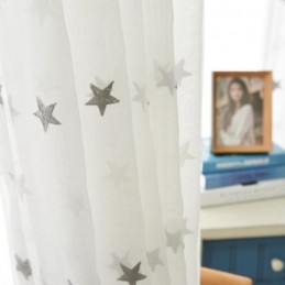 Voile-Vorhang Mit Sternstickerei, Maßgefertigt, Vorhangplatte Für Wohnzimmer, Schlafzimmer, Glastür, Fenster