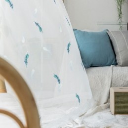 Feder Bestickter Vorhang, Maßgefertigt, Minimalistisch, Atmungsaktiv, Für Wohnzimmer Und Schlafzimmer