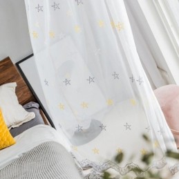 Hochwertiger Stickerei-Vorhang, Maßanfertigung, Vorhang Mit Pentagramm-Muster, Durchsichtig, Für Wohnzimmer Und Schlafzimmer