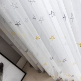 Hochwertiger Stickerei-Vorhang, Maßanfertigung, Vorhang Mit Pentagramm-Muster, Durchsichtig, Für Wohnzimmer Und Schlafzimmer
