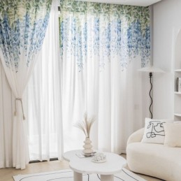 Moderner Transparenter Vorhang Nach Maß, Vorhang Mit Pflanzen-Print, Voile-Fenster Für Wohnzimmer, Balkon