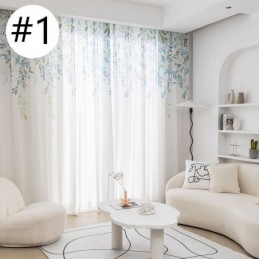 Voile-Vorhang Mit Rankenmuster, Maßgefertigt, Bedruckt, Transparent, Für Wohnzimmer Und Schlafzimmer