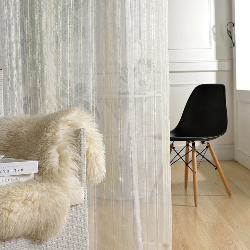 Nordischer Gardinenstoff, Maßgefertigt, Streifen-Tüll, Für Wohnzimmer Und Schlafzimmer