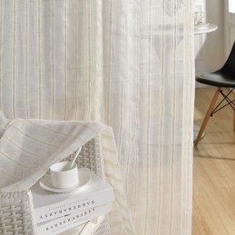 Nordischer Gardinenstoff, Maßgefertigt, Streifen-Tüll, Für Wohnzimmer Und Schlafzimmer