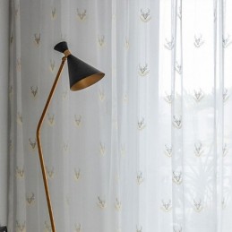 Klassischer Transparenter Vorhang, Maßgefertigt, Mit Hirschen Bestickte Tüllvorhänge Für Das Wohnzimmer