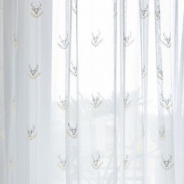 Klassischer Transparenter Vorhang, Maßgefertigt, Mit Hirschen Bestickte Tüllvorhänge Für Das Wohnzimmer