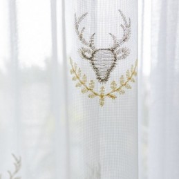 Klassischer Transparenter Vorhang, Maßgefertigt, Mit Hirschen Bestickte Tüllvorhänge Für Das Wohnzimmer