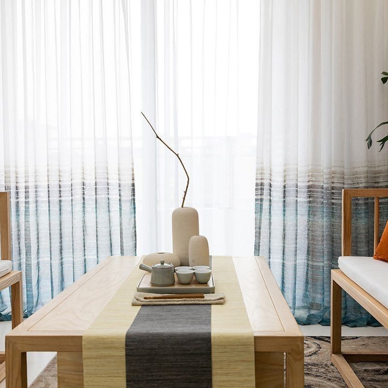 Nordischer Stil, Transparenter Vorhang, Maßgefertigt, Bedruckter Voile, Für Wohnzimmer Und Schlafzimmer