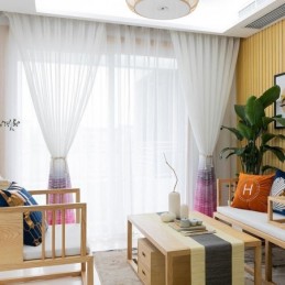 Nordischer Stil, Transparenter Vorhang, Maßgefertigt, Bedruckter Voile, Für Wohnzimmer Und Schlafzimmer