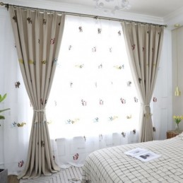 Contemporary Max Verdunkelungsvorhang, Maßgefertigt, Vorhang Smiley Katze Stickerei Schlafzimmer