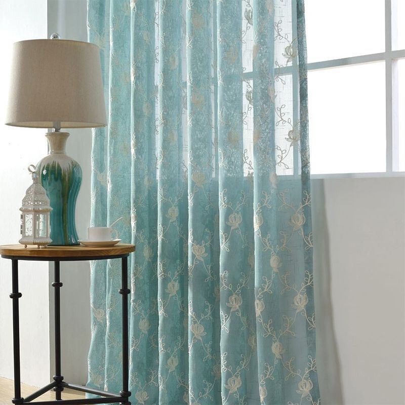 Bestickte Voile-Vorhänge Mit Pflanzenmuster, Fensterbehandlungen Für Wohnzimmer Und Schlafzimmer, Maßgefertigter Vorhang