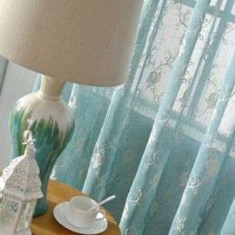 Bestickte Voile-Vorhänge Mit Pflanzenmuster, Fensterbehandlungen Für Wohnzimmer Und Schlafzimmer, Maßgefertigter Vorhang
