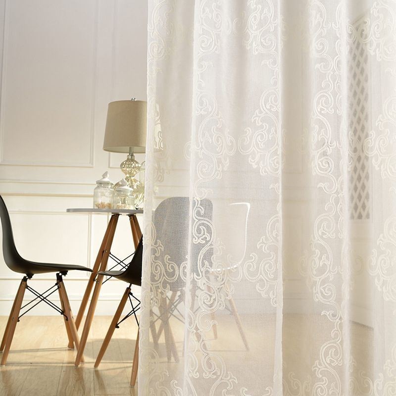 Bestickter Vorhang Nach Maß, Weiß, Dekor, Fensterbehandlung, Wohnzimmer, Schlafzimmer
