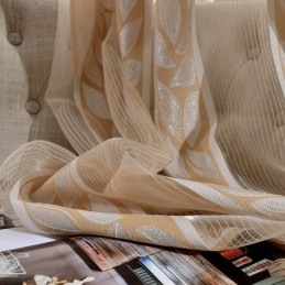 Blatt-Jacquard-Tüll-Vorhänge, Nordische Gardinen Für Wohnzimmer