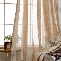 Blatt-Jacquard-Tüll-Vorhänge, Nordische Gardinen Für Wohnzimmer