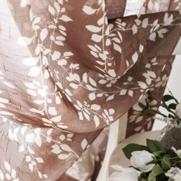 Simplicity Bedruckter Transparenter Vorhang, Maßgefertigt, Blätter-Tüll Für Wohnzimmer