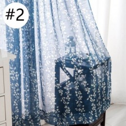 Simplicity Bedruckter Transparenter Vorhang, Maßgefertigt, Blätter-Tüll Für Wohnzimmer